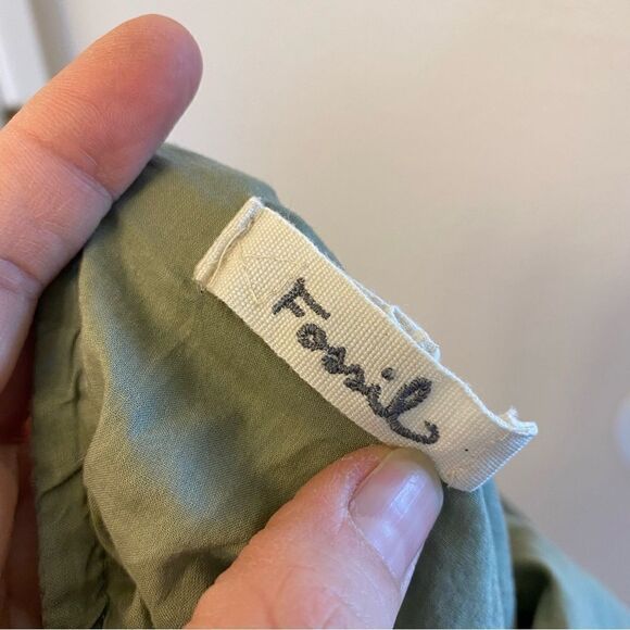 Fossil sage olive green lace eyelet bohemian cotton skirt- 6 Large - Picture 7 of 11